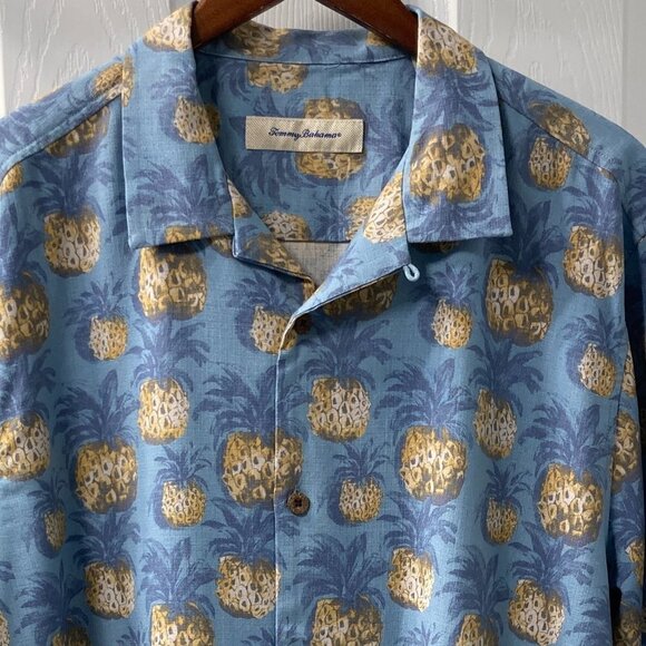 Tommy Bahama 100% Silk Pineapple Hawaiian Shirt Size Large - Picture 2 of 8